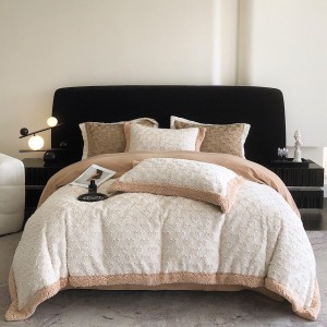 High gram weight 230gsm solid color 4pcs home textiles brown milk velvet duvet cover bedding set supplier