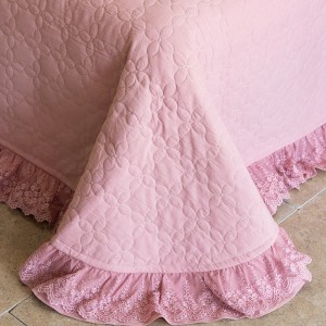 High-quality washed cotton pink bed sheets exquisite single size lace quilt cover home textile bedding set manufacture