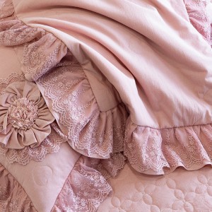 High-quality washed cotton pink bed sheets exquisite single size lace quilt cover home textile bedding set manufacture