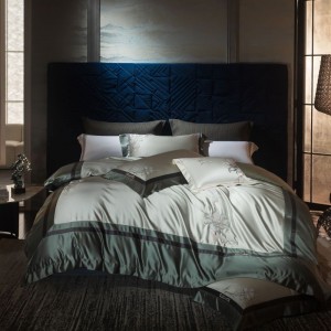 High-End patchwork comforter set 1500TC bedsheets embroidery coverlets with silk cotton pillowslips bedding set supplier