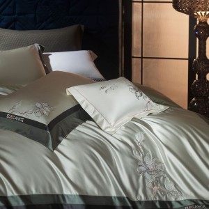 High-End patchwork comforter set 1500TC bedsheets embroidery coverlets with silk cotton pillowslips bedding set supplier