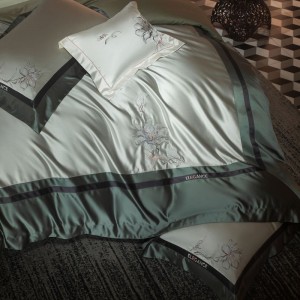 High-End patchwork comforter set 1500TC bedsheets embroidery coverlets with silk cotton pillowslips bedding set supplier
