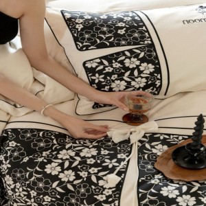 100S long staple cotton digital printing embroidery duvet quilt cover bed sheets 4pcs bedding set
