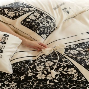 100S long staple cotton digital printing embroidery duvet quilt cover bed sheets 4pcs bedding set