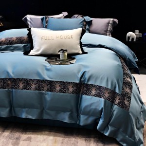 Luxury blue printing home textiles 100S lyocell cotton duvet cover bedding set supplier