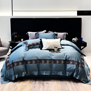 Luxury blue printing home textiles 100S lyocell cotton duvet cover bedding set supplier