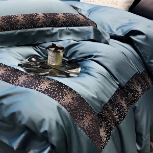 Luxury blue printing home textiles 100S lyocell cotton duvet cover bedding set supplier
