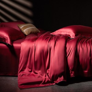 Customized Lyocell Cotton Bedding Set Luxury 4pcs Comforter With Solid Cotton Home Use Red Bed Sheet for Weddings Hotels