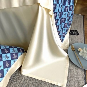 60s lyocell cotton summer quilt 4pcs digital printing blue quilts bed sheets bedding set