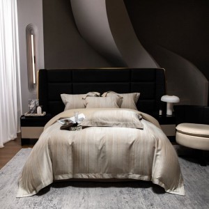 Light luxury 500tc lyocell cotton yarn-dyed jacquard quilt cover bed sheets bedding set