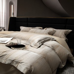 Light luxury 500tc lyocell cotton yarn-dyed jacquard quilt cover bed sheets bedding set