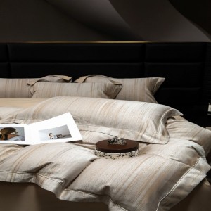 Light luxury 500tc lyocell cotton yarn-dyed jacquard quilt cover bed sheets bedding set