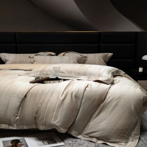 Light luxury 500tc lyocell cotton yarn-dyed jacquard quilt cover bed sheets bedding set