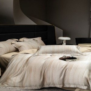 Light luxury 500tc lyocell cotton yarn-dyed jacquard quilt cover bed sheets bedding set