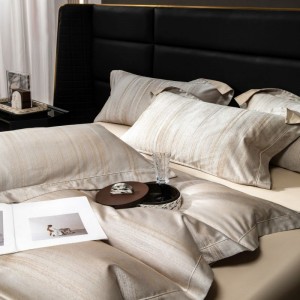 Light luxury 500tc lyocell cotton yarn-dyed jacquard quilt cover bed sheets bedding set