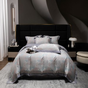 100s lyocell cotton duvet cover queen king bed sheets yarn-dyed jacquard bedding set