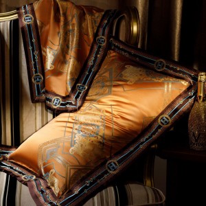 High quality 100S long staple cotton orange jacquard duvet cover bedding set supplier