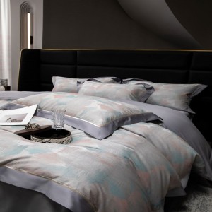 100s lyocell cotton duvet cover queen king bed sheets yarn-dyed jacquard bedding set