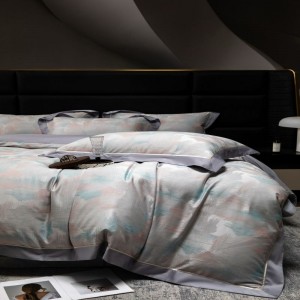 100s lyocell cotton duvet cover queen king bed sheets yarn-dyed jacquard bedding set