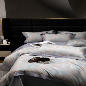 100s lyocell cotton duvet cover queen king bed sheets yarn-dyed jacquard bedding set