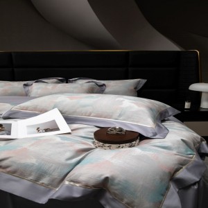 100s lyocell cotton duvet cover queen king bed sheets yarn-dyed jacquard bedding set