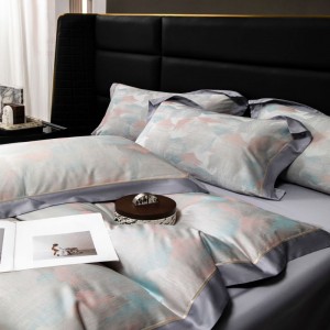 100s lyocell cotton duvet cover queen king bed sheets yarn-dyed jacquard bedding set
