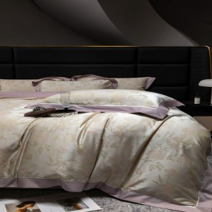 100s lyocell cotton yarn-dyed jacquard purple quilt cover soft bed sheets light luxury bedding set