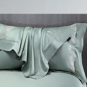Luxury 100S long staple cotton blue embroidery duvet cover bedding set wholesaler