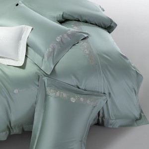 Luxury 100S long staple cotton blue embroidery duvet cover bedding set wholesaler