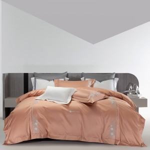 Luxury 100S long staple cotton blue embroidery duvet cover bedding set wholesaler