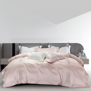 Luxury 100S long staple cotton blue embroidery duvet cover bedding set wholesaler