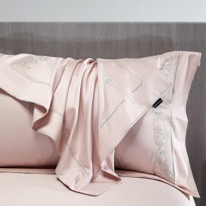 Luxury 100S long staple cotton blue embroidery duvet cover bedding set wholesaler
