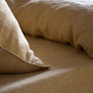 Premium quality solid color home textiles beige linen duvet cover bedding set supplier