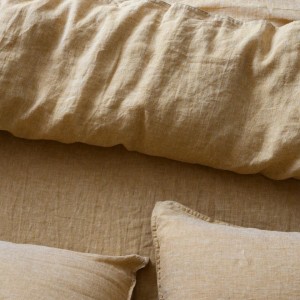 Premium quality solid color home textiles beige linen duvet cover bedding set supplier