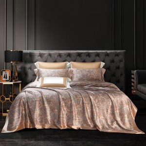 Luxury satin 100% mulberry silk bed linen exquisite king size house printing comforter cover bedroom bedding set wholesaler