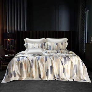Luxury satin 100% mulberry silk bed linen exquisite king size house printing comforter cover bedroom bedding set wholesaler
