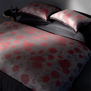 Red jacquard 4pcs home textiles long staple cotton bedding set supplier