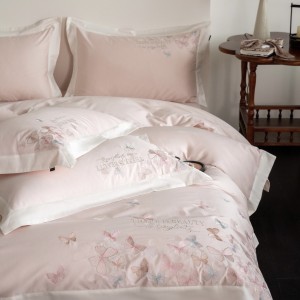 Luxury embroidery home textiles blue 100S long staple cotton bedding set supplier