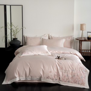 Luxury embroidery home textiles blue 100S long staple cotton bedding set supplier