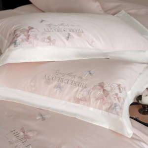 Luxury embroidery home textiles blue 100S long staple cotton bedding set supplier