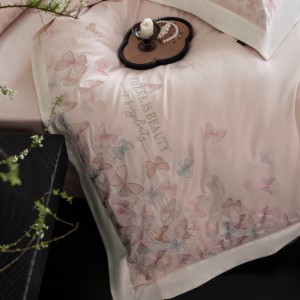 Luxury embroidery home textiles blue 100S long staple cotton bedding set supplier
