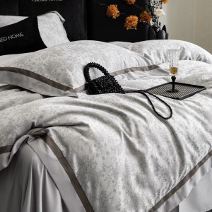 High quality grey lyocell cotton duvet cover jacquard duvet cover patchwork bedding set wholesaler