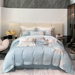 Elegant design full size embroidery adult pillowcases luxury 100% cotton sateen comforter cover bedding set supplier