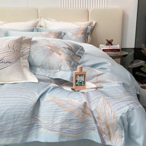 Elegant design full size embroidery adult pillowcases luxury 100% cotton sateen comforter cover bedding set supplier