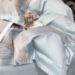 Elegant design full size embroidery adult pillowcases luxury 100% cotton sateen comforter cover bedding set supplier