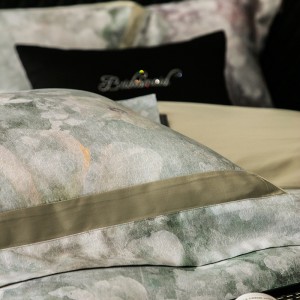 High-grade home textile gold jacquard digital printing bedcover breathable lyocell cotton flat fitted sheet  bedding set