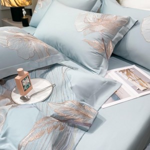Elegant design full size embroidery adult pillowcases luxury 100% cotton sateen comforter cover bedding set supplier