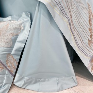 Elegant design full size embroidery adult pillowcases luxury 100% cotton sateen comforter cover bedding set supplier
