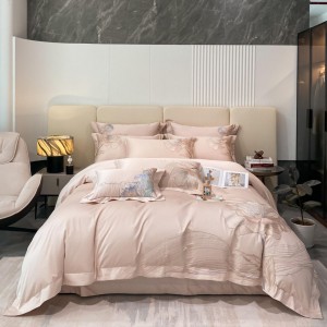 Elegant design full size embroidery adult pillowcases luxury 100% cotton sateen comforter cover bedding set supplier