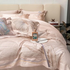Elegant design full size embroidery adult pillowcases luxury 100% cotton sateen comforter cover bedding set supplier